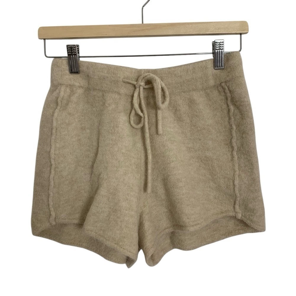 Zara Knit Alpaca Wool Shorts Women’s S Beige Minimalist Soft Lounge Lagenlook